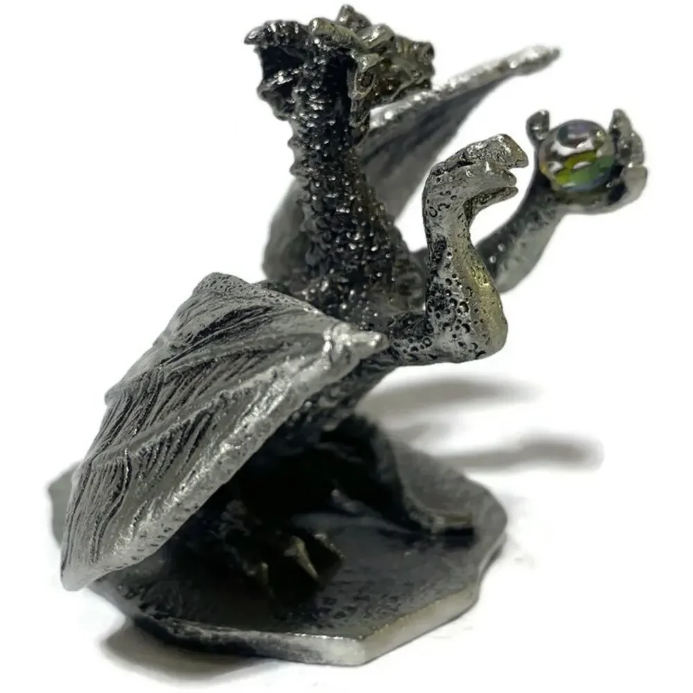 Excalibur Casino Pewter Dragon Figurine With Crystal Ball 3